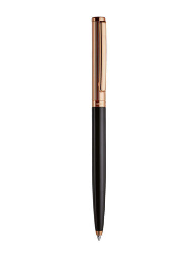 design01 kugelschreiber schwarz rosegold streifenguilloche